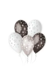 Godan Balony Premium Hel gwiazdy srebrne 33cm