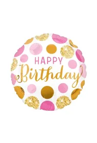 Anagram Balon foliowy Pink and gold Happy Birthday 46cm