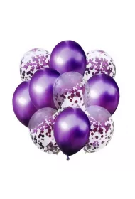 Balony fiolet metalik i konfetti