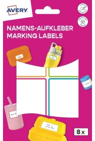 Avery Zweckform Naklejki do oznaczania; 48 x 70 mm, 8 naklejek, kolorowe ramki, AVERY NAME8C