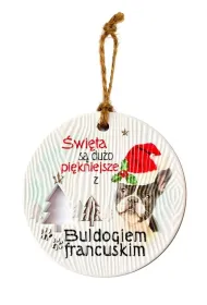 Kukartka Zawieszka ceramiczna Bo�e Narodzenie Buldog fr.