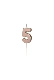 PartyDeco �wieczka urodzinowa 5 r�owe z�oto 4.5cm