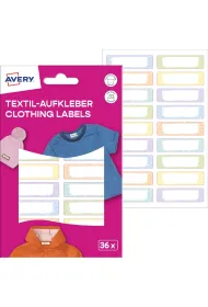 Avery Zweckform Naklejki na ubrania; 46 x 13 mm, 2 ark/36 naklejek, pastelowe, AVERY, ETVET36M
