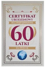 Yeku Karnet Certyfikat Urodzinowy 60 urodziny damskie
