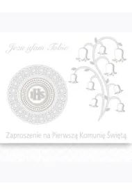 Zaproszenie kwadrat ZKW 120x120 Komunia zest. 57193 Dzieci�ce - Ch�opiec, Dziewczynka, Grafika, Religia, Srebrne, T�oczenie