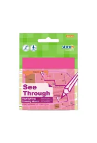 Stickn Notes samoprzylepny przezroczysty r�owy 76x76mm 50 kartek