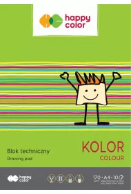 Happy Color Blok techniczny, kolorowy, A4, 170g, 10 arkuszy 10 kartek
