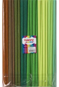 Happy Color Bibu�a marszczona MIX zielony, 8 kolor�w, 25x200 cm, 10 rolek 25 x 200 cm