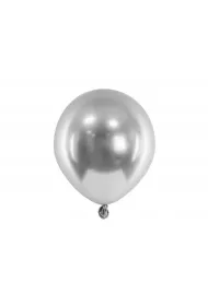 PartyDeco Balony Glossy srebrny 12cm