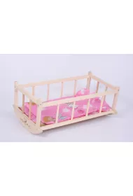 Ko�yska drewniana 52x34x22 z po�ciel� we wzory MALIMAS 154248