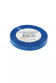 Wst��ka satynowa w kropki niebieska 12mm x 22m