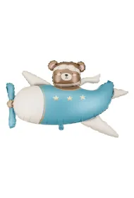 PartyDeco Balon foliowy Mi� w Samolocie, 94x61 cm, jasny niebieski  1 op. / 1 szt.