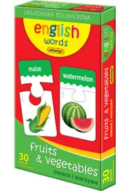 English words. Fruits & Vegetables. Owoce i warzywa. Uk�adanka edukacyjna Adamigo