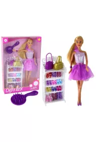 Lalka Lucy sukienka fioletowa brokat + buty LeanToys
