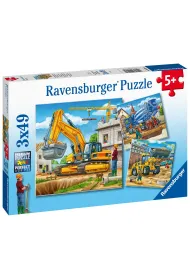 Puzzle 3x49 el. Du�e pojazdy budowlane Ravensburger