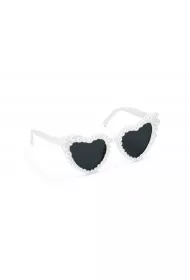 PartyDeco Okulary serduszka z per�ami bia�y