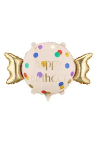 PartyDeco Balon foliowy Cukierek Happy Birthday, 61x37 cm, mix  1 op. / 1 szt.