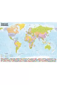 �wiat. Mapa polityczna i krajobrazowa - listwa dwustronna laminowana mapa �cienna w skali 1:21 500 000