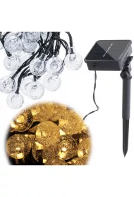 Lampki ogrodowe solarne kulki 7m 50LED ciepy biay