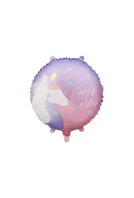PartyDeco Balon foliowy pastylka Happy Birthday 35x35cm
