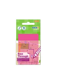 Stickn Notes samoprzylepny przezroczysty r�owy 51x76mm 50 kartek