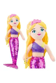 LeanToys Syrenka pluszowa ogon z cekinami fioletowa 48cm