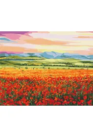 Brushme Malowanie po numerach - Zach�d S�o�ca nad Polem Kwiat�w 40x50cm