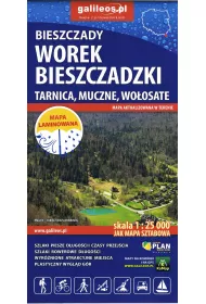 Bieszczady Worek Bieszczadzki Tarnica, Muczne, Wo�osate. Mapa laminowana 1: 25 000