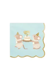PartyDeco Serwetki One Myszki niebieski 33x33cm