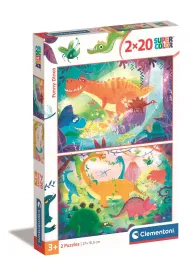 Puzzle 2x20 el. SuperColor. �mieszne dinozaury Clementoni