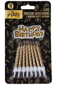 GoParty �wieczki urodzinowe z�ote HB 16 szt