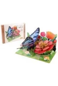 Puzzle 3D drewniane motyl na kwiatach Pro Kids