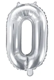 PartyDeco Balon foliowy Cyfra "0", 35cm, srebrny