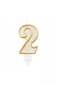 Godan �wieczka cyferka 2, z�oty kontur 9cm