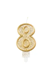 Godan �wieczka cyferka 8, z�oty kontur 9cm