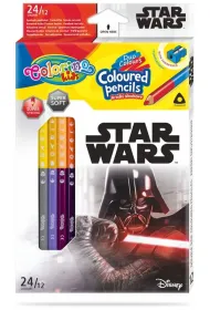 Patio Kredki o��wkowe tr�jk�tne Colorino Kids + temper�wka Star Wars 24 kolor�w