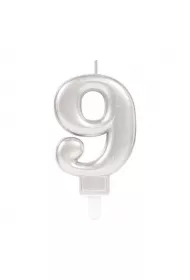 Amscan �wieczka cyferka 9 Sparkling Celebrations srebrna