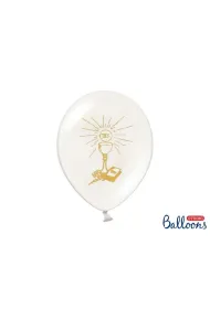 PartyDeco Balony 27cm, I Komunia �w. P. White: 1 op./50szt.