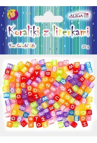 Aliga Koraliki plastikowe z literkami 6x6mm 25g