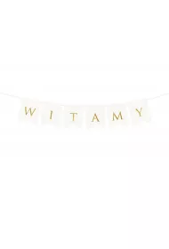 PartyDeco Baner Witamy bia�y 15x80 cm