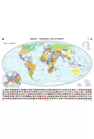 Dwustronna mapa �cienna �wiata. Podzia� polityczny. Mapa konturowa