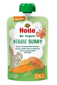 Holle Mus Warzywny kr�lik (marchewka - s�odki ziemniak - groszek) bezglutenowy od 6 miesi�ca Demeter 100 g Bio