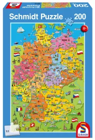Puzzle 200 el. Ilustrowana mapa Niemiec Schmidt