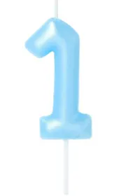 �wieczka na tort - cyferka Candy 1 niebieska 6cm