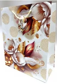 Fresh Torebka ozdobna matowa bia�e kwiaty 26x32x12cm
