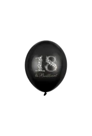 PartyDeco Balony 18 & Brilliant Pastel Black 30cm