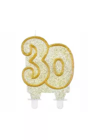 Godan �wieczka cyferka 30, z�oty kontur