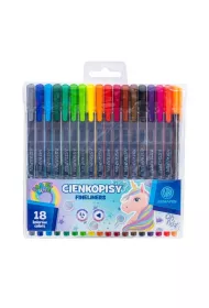 Astra Cienkopisy tr�jk�tne 0,4 mm, 18 kolor�w - Unicorn