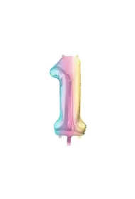 PartyDeco Balon foliowy 1 pastelowy t�czowy 86cm