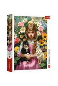Puzzle 1000 Dziewczynka z kotami TREFL